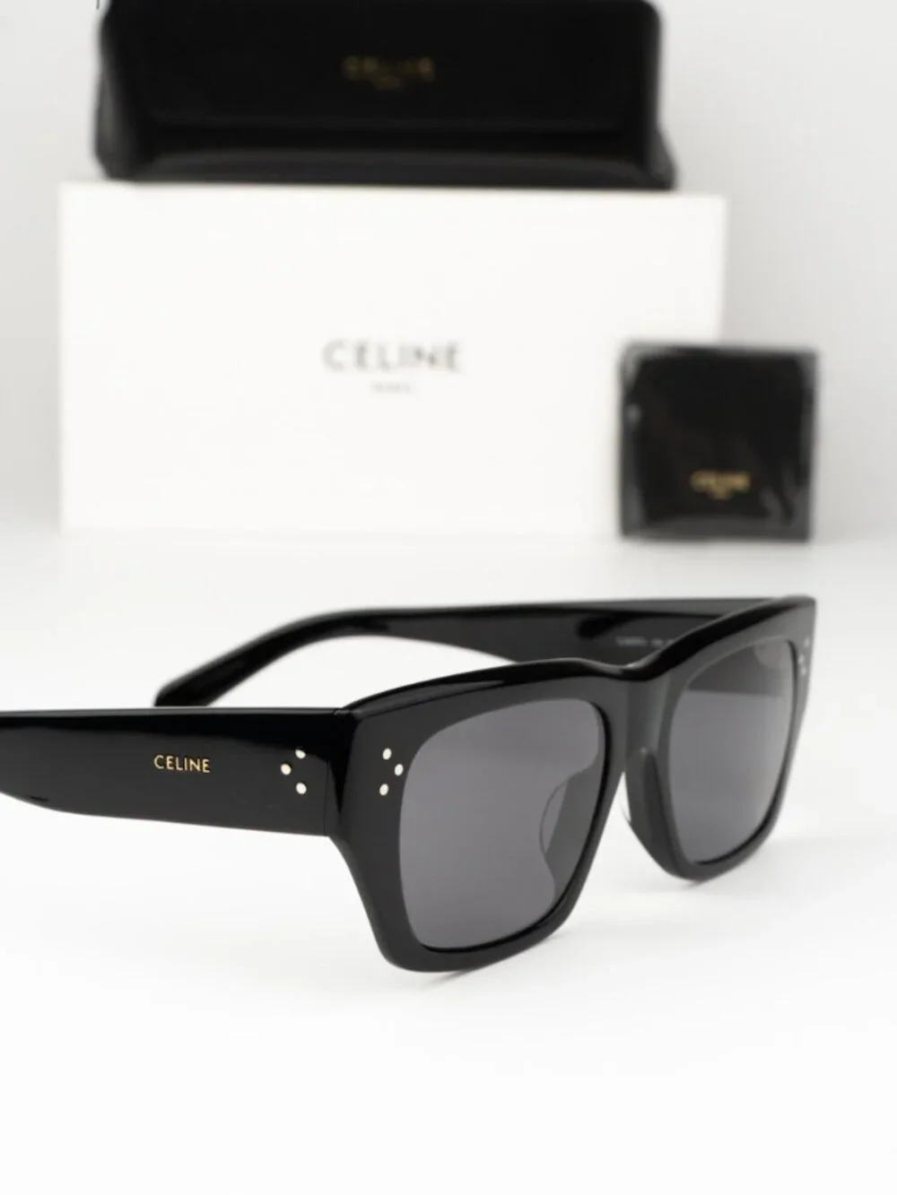 Celine Men Sunglasses Black Grey Polarized Cat Eye CL40297U 01D NEW AUTHENTIC